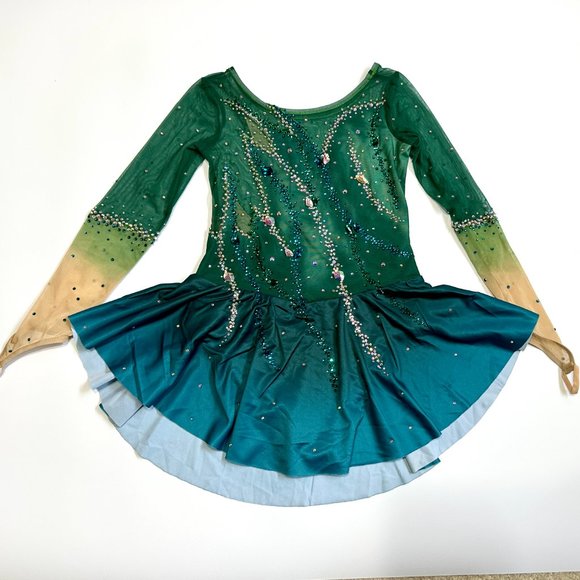 New Figure Skating Dress Size 10 (5~8T) with Hair Scrunchies (120~130cm) - Picture 2 of 12